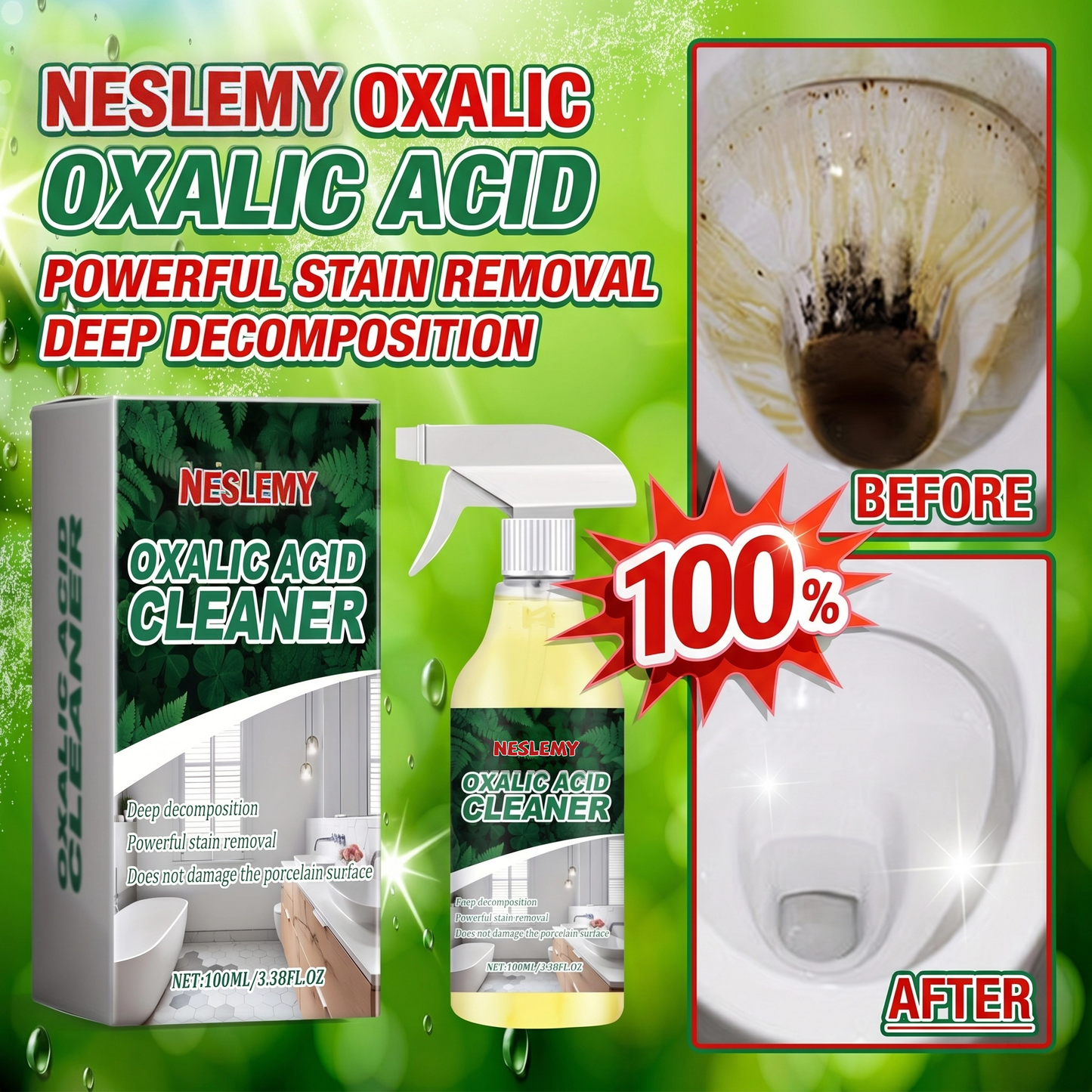 NESLEMY🔥Bathroom Cleaner for Tough Toilet & Sink Stains