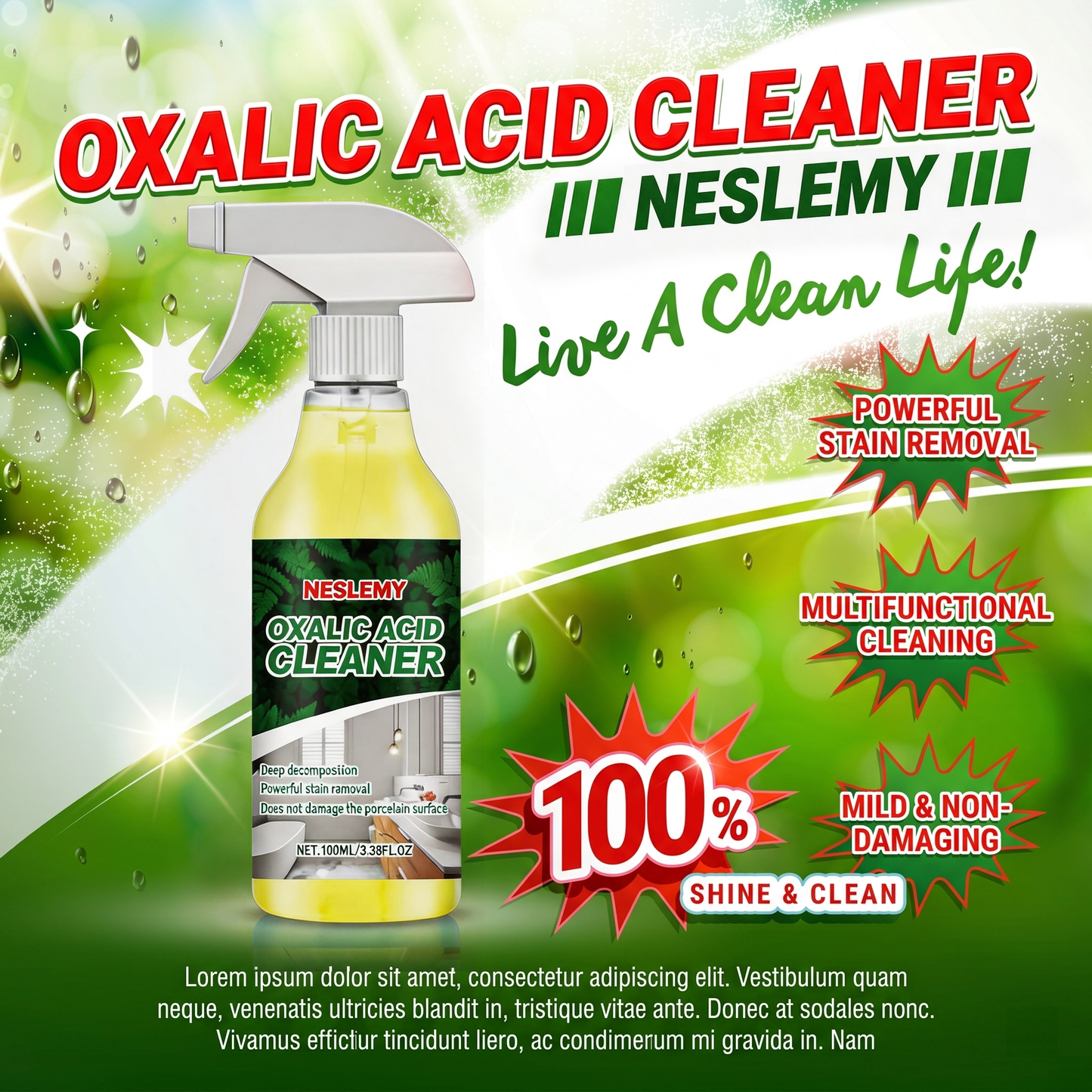 NESLEMY🔥Bathroom Cleaner for Tough Toilet & Sink Stains
