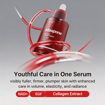 Advanced Korean skincare powered by NAD+, EGF, and firming actives to visibly tighten, hydrate, and rejuvenate tired skin.