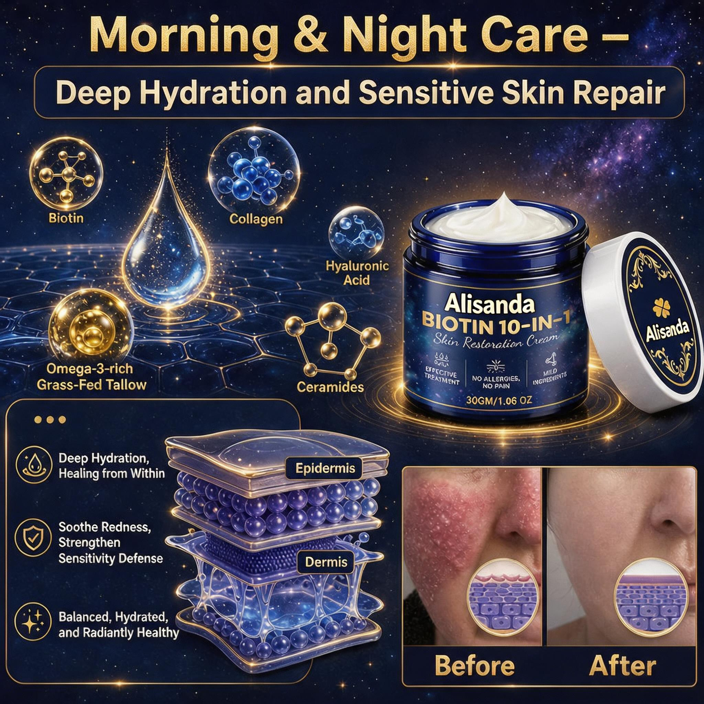 Made and Shipped from USA ✨Alisanda® Biotin 10-in-1 Skin Restoration Cream 🍀